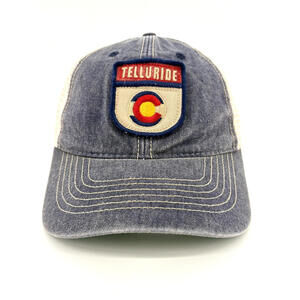 Legacy Hats 'Telluride' Blue & White Distressed Mesh Trucker Snapback Cap